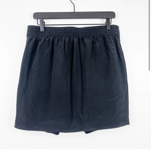 MADEWELL | Size L 100% Silk Mini Skirt Crossover Black - Picture 4 of 8